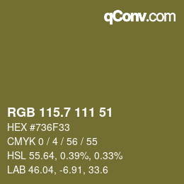 カラーコード: RGB 115.7 111 51 | qconv.com