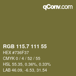 カラーコード: RGB 115.7 111 55 | qconv.com