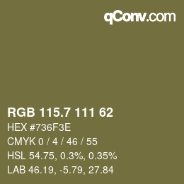 カラーコード: RGB 115.7 111 62 | qconv.com