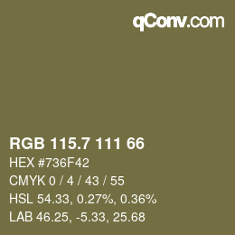 カラーコード: RGB 115.7 111 66 | qconv.com