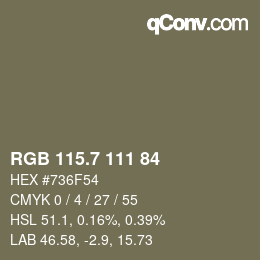 カラーコード: RGB 115.7 111 84 | qconv.com
