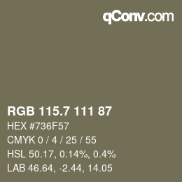 カラーコード: RGB 115.7 111 87 | qconv.com