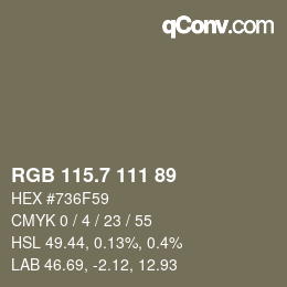 カラーコード: RGB 115.7 111 89 | qconv.com