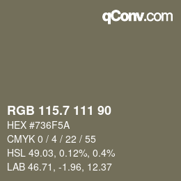 カラーコード: RGB 115.7 111 90 | qconv.com