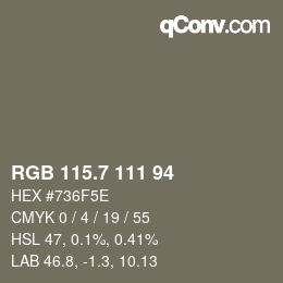 カラーコード: RGB 115.7 111 94 | qconv.com