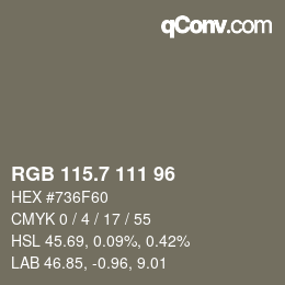 カラーコード: RGB 115.7 111 96 | qconv.com