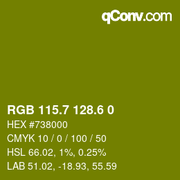 カラーコード: RGB 115.7 128.6 0 | qconv.com