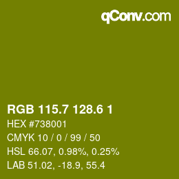 カラーコード: RGB 115.7 128.6 1 | qconv.com