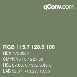 カラーコード: RGB 115.7 128.6 100 | qconv.com