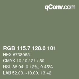 カラーコード: RGB 115.7 128.6 101 | qconv.com
