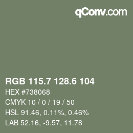 カラーコード: RGB 115.7 128.6 104 | qconv.com