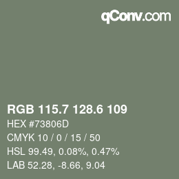 カラーコード: RGB 115.7 128.6 109 | qconv.com