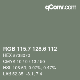 カラーコード: RGB 115.7 128.6 112 | qconv.com