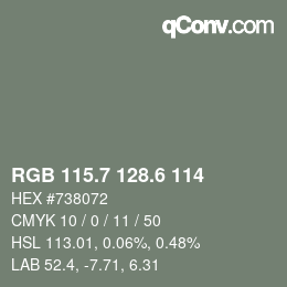 カラーコード: RGB 115.7 128.6 114 | qconv.com
