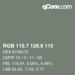 カラーコード: RGB 115.7 128.6 115 | qconv.com