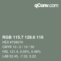 カラーコード: RGB 115.7 128.6 116 | qconv.com