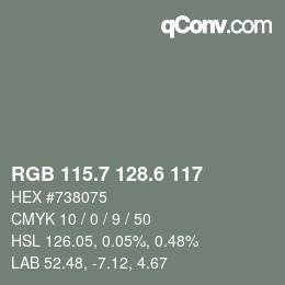 カラーコード: RGB 115.7 128.6 117 | qconv.com