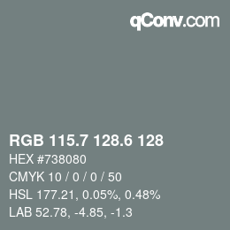 カラーコード: RGB 115.7 128.6 128 | qconv.com