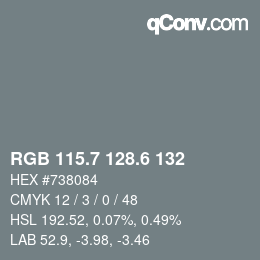 カラーコード: RGB 115.7 128.6 132 | qconv.com