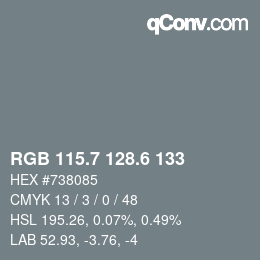 カラーコード: RGB 115.7 128.6 133 | qconv.com