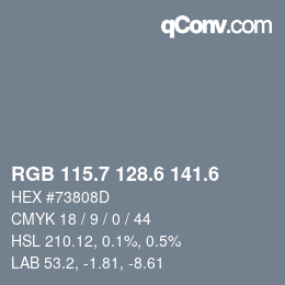 カラーコード: RGB 115.7 128.6 141.6 | qconv.com