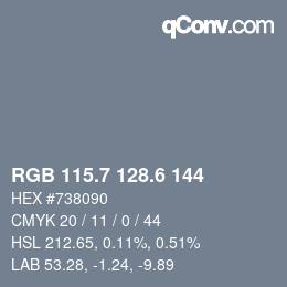 カラーコード: RGB 115.7 128.6 144 | qconv.com