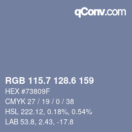 カラーコード: RGB 115.7 128.6 159 | qconv.com