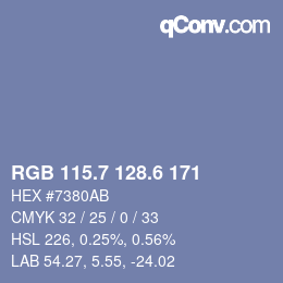 カラーコード: RGB 115.7 128.6 171 | qconv.com