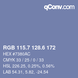 カラーコード: RGB 115.7 128.6 172 | qconv.com