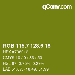 カラーコード: RGB 115.7 128.6 18 | qconv.com