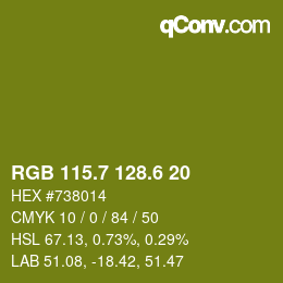 カラーコード: RGB 115.7 128.6 20 | qconv.com