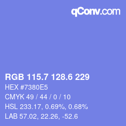 カラーコード: RGB 115.7 128.6 229 | qconv.com