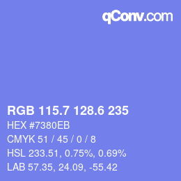 カラーコード: RGB 115.7 128.6 235 | qconv.com