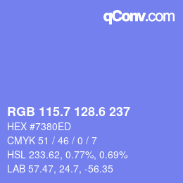 カラーコード: RGB 115.7 128.6 237 | qconv.com