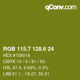 カラーコード: RGB 115.7 128.6 24 | qconv.com