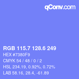 カラーコード: RGB 115.7 128.6 249 | qconv.com