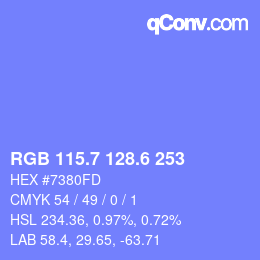 カラーコード: RGB 115.7 128.6 253 | qconv.com