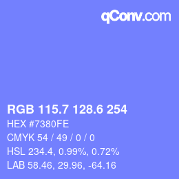 カラーコード: RGB 115.7 128.6 254 | qconv.com