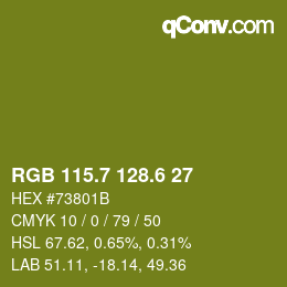 カラーコード: RGB 115.7 128.6 27 | qconv.com