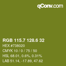 カラーコード: RGB 115.7 128.6 32 | qconv.com