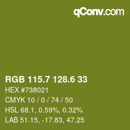 カラーコード: RGB 115.7 128.6 33 | qconv.com