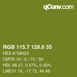 カラーコード: RGB 115.7 128.6 35 | qconv.com
