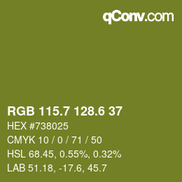 カラーコード: RGB 115.7 128.6 37 | qconv.com