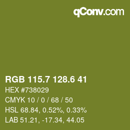 カラーコード: RGB 115.7 128.6 41 | qconv.com