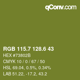 カラーコード: RGB 115.7 128.6 43 | qconv.com