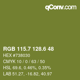 カラーコード: RGB 115.7 128.6 48 | qconv.com