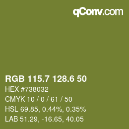 カラーコード: RGB 115.7 128.6 50 | qconv.com