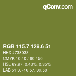 カラーコード: RGB 115.7 128.6 51 | qconv.com