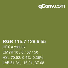 カラーコード: RGB 115.7 128.6 55 | qconv.com