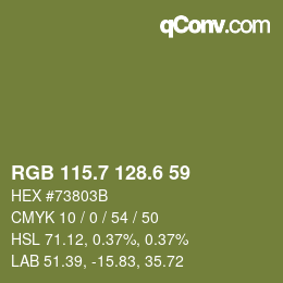 カラーコード: RGB 115.7 128.6 59 | qconv.com
